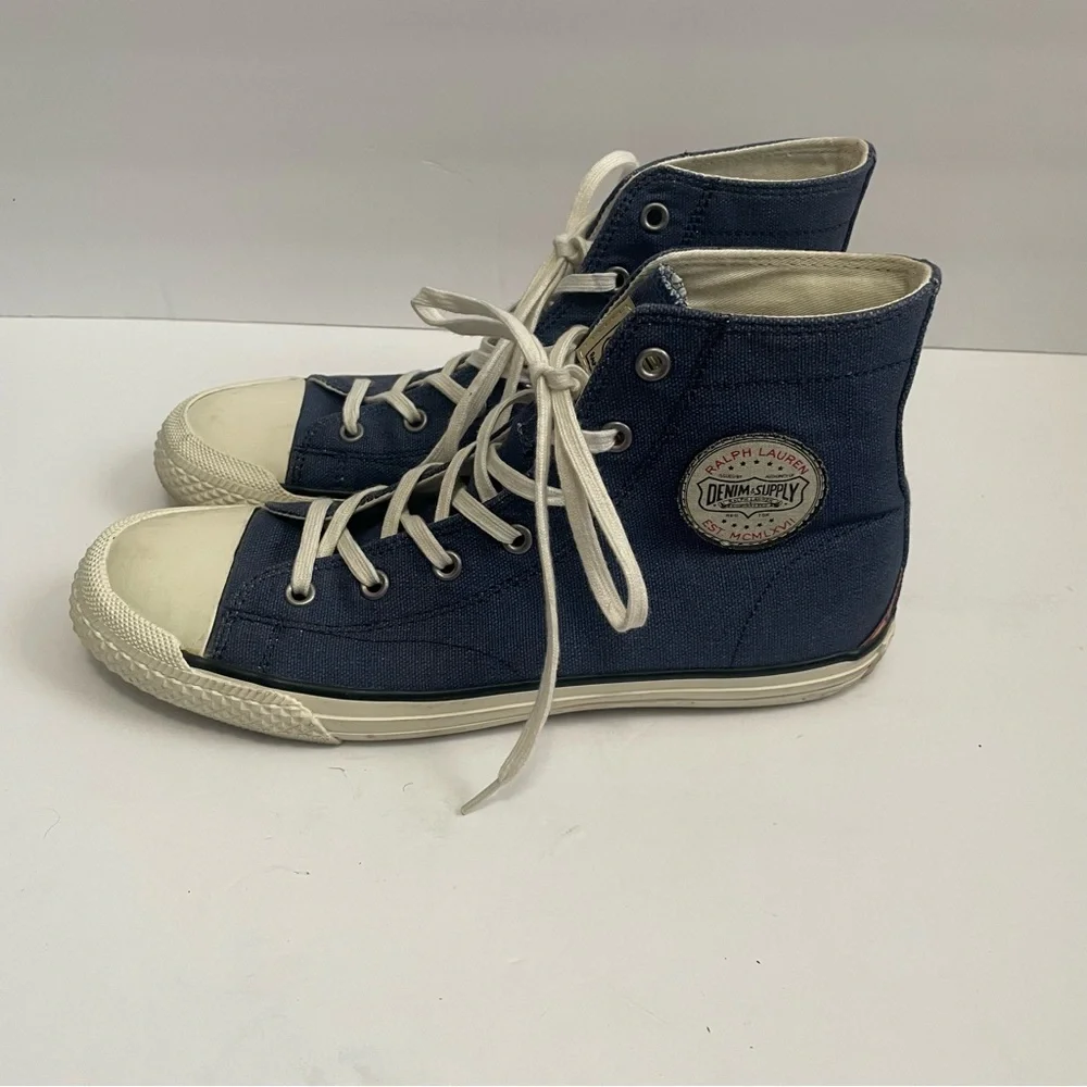 Ralph Lauren denim supply high top sneaker Blue Mens Size 7.5